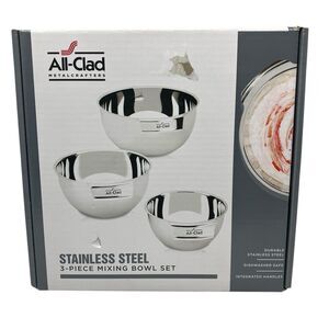All-Clad Stainless Steel Professional 3-Piece Mixing Bowl Set 1.5qt 3qt 5qt New